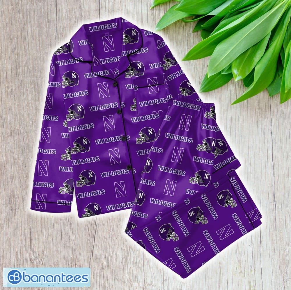 ncaa northwestern wildcats satin long sleeve pajamas set family for men women gift christmas image Ncaa Northwestern Wildcats Satin Long Sleeve Pajamas Set Family For Men Women Gift Christmas - ZNCAA Northwestern Wildcats_Women Satin Long Sleeve Pajamas Set_1