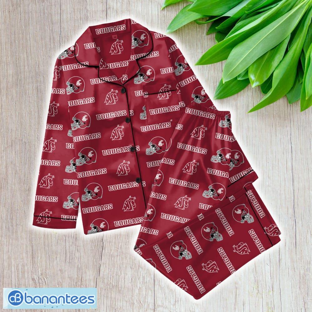 ncaa washington state cougars satin long sleeve pajamas set family for men women gift christmas image Ncaa Washington State Cougars Satin Long Sleeve Pajamas Set Family For Men Women Gift Christmas - ZNCAA Washington State Cougars_Women Satin Long Sleeve Pajamas Set_1