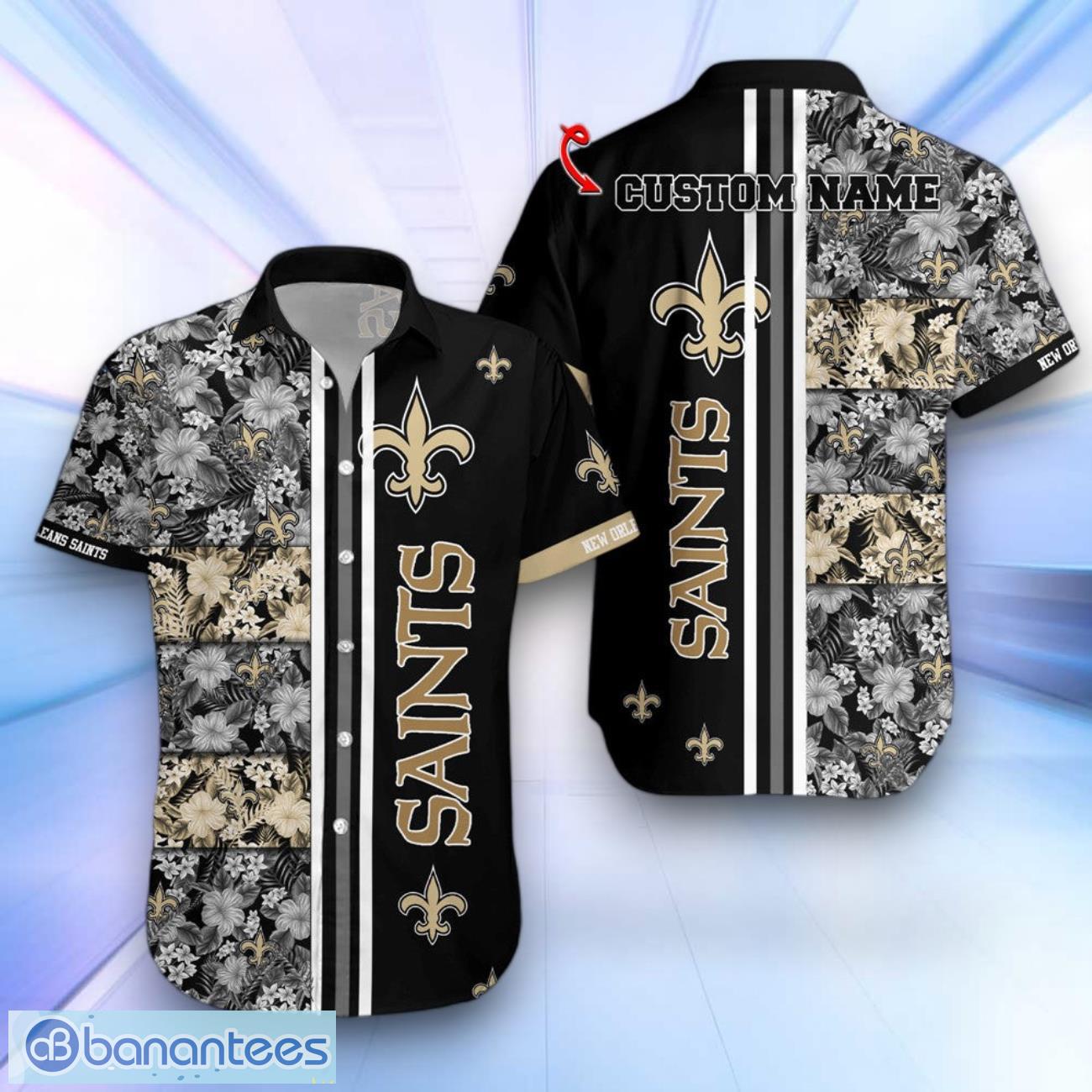 new orleans saints floral summer hawaiian shirt gift ideas for real fans custom name image New Orleans Saints Floral Summer Hawaiian Shirt Gift Ideas For Real Fans Custom Name Product Photo 1
