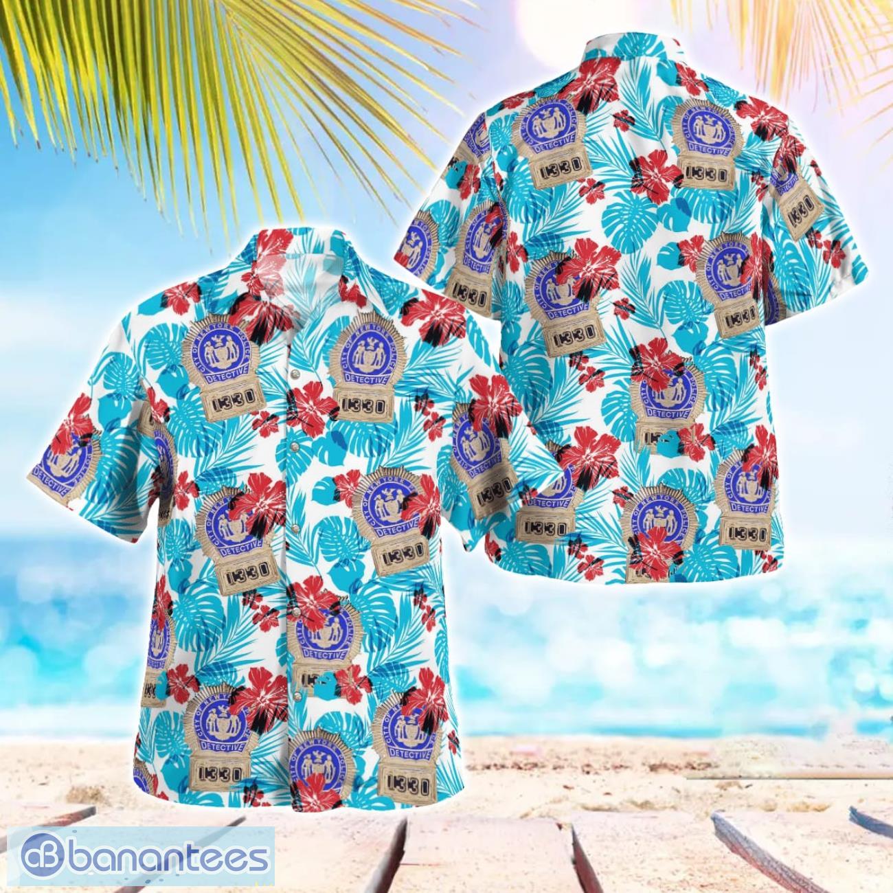 new york city police department detective bureau 3d hawaiian shirt image New York City Police Department Detective Bureau 3D Hawaiian Shirt Product Photo 1