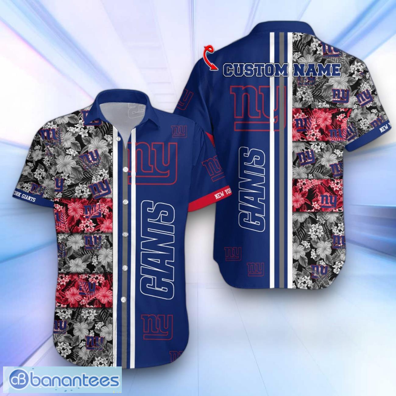 new york giants floral summer hawaiian shirt gift ideas for real fans custom name image New York Giants Floral Summer Hawaiian Shirt Gift Ideas For Real Fans Custom Name Product Photo 1