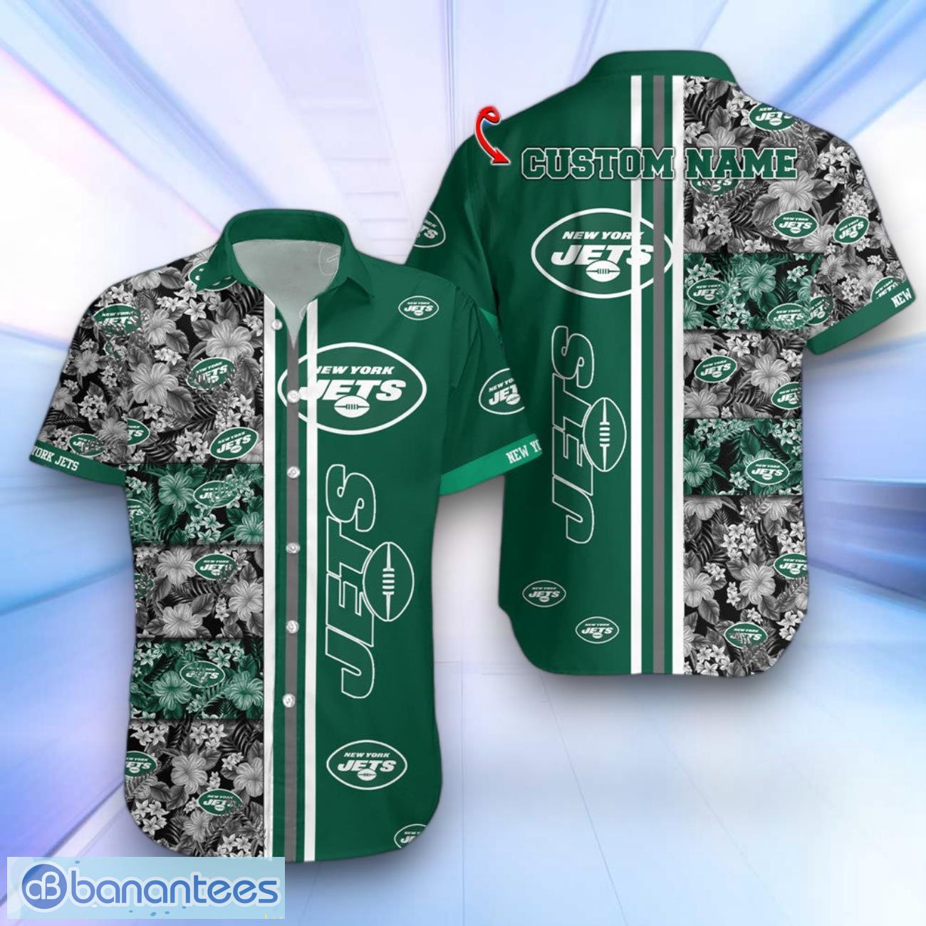 new york jets floral summer hawaiian shirt gift ideas for real fans custom name image New York Jets Floral Summer Hawaiian Shirt Gift Ideas For Real Fans Custom Name Product Photo 1