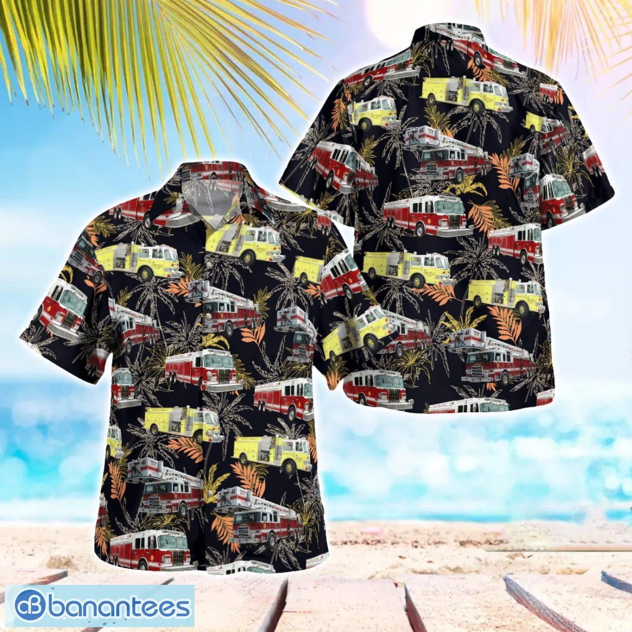 new york monticello fire department hawaiian shirt summer beach shirt image New York, Monticello Fire Department Hawaiian Shirt Summer Beach Shirt Product Photo 1