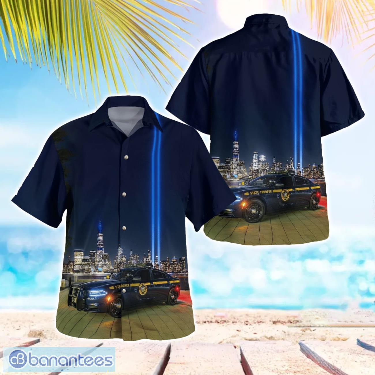 new york state police hawaiian shirt men women beach shirt image New York State Police Hawaiian Shirt Men Women Beach Shirt Product Photo 1