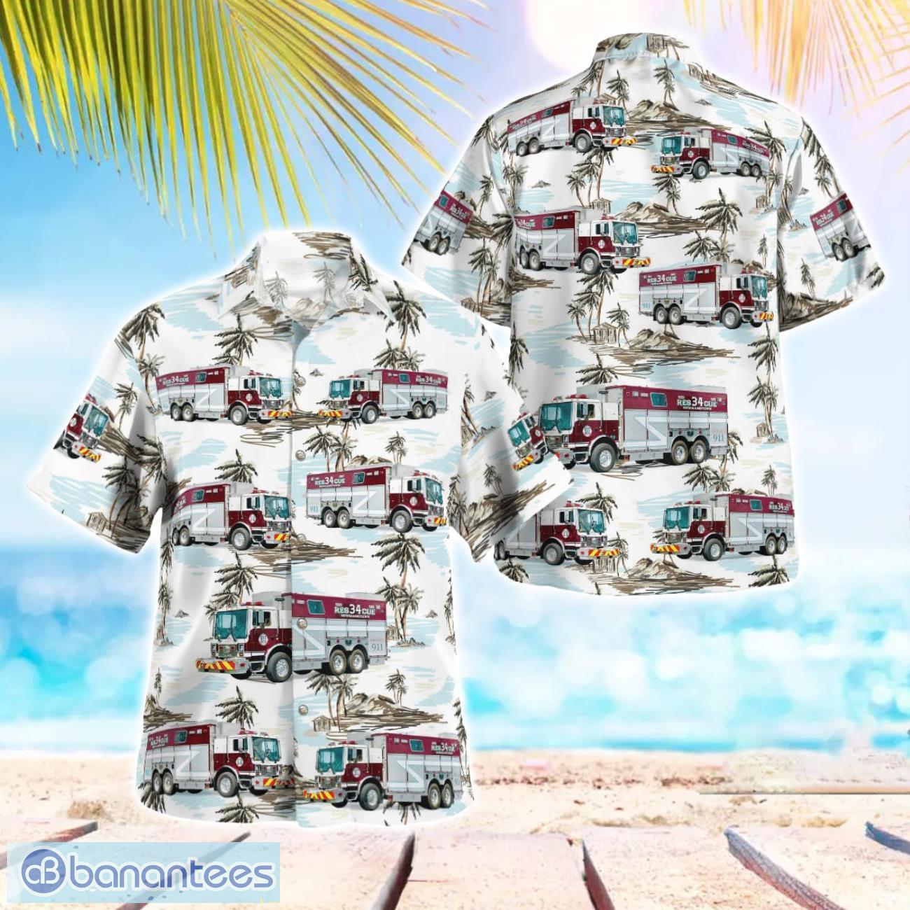 newmanstown volunteer fire company 3d hawaiian shirt image Newmanstown Volunteer Fire Company 3D Hawaiian Shirt Product Photo 1