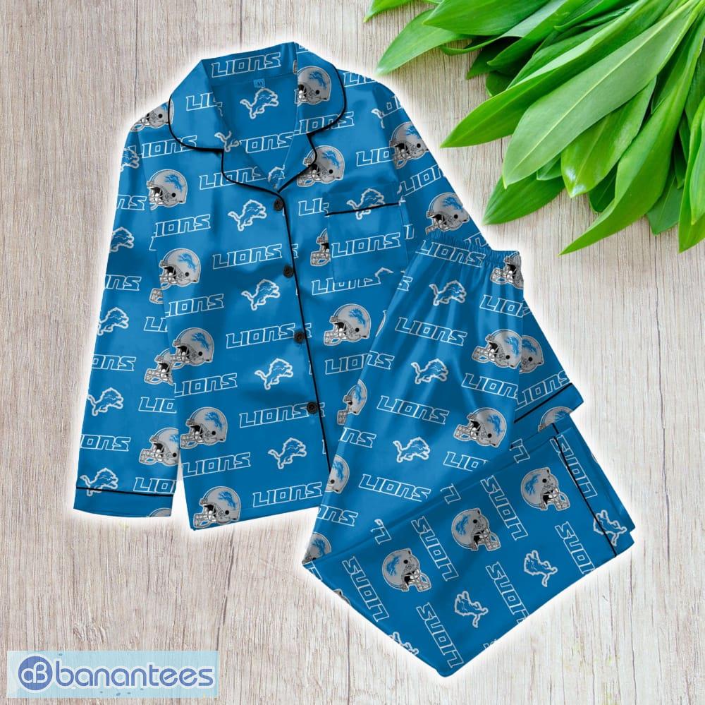 nfl detroit lions satin long sleeve pajamas set family for men women gift christmas image NFL Detroit Lions Satin Long Sleeve Pajamas Set Family For Men Women Gift Christmas - NFL Detroit Lions_Women Satin Long Sleeve Pajamas Set_1