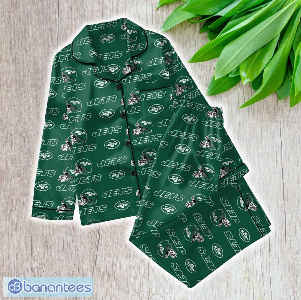 nfl new york jets satin long sleeve pajamas set family for men women gift christmas image NFL New York Jets Satin Long Sleeve Pajamas Set Family For Men Women Gift Christmas - NFL New York Jets_Women Satin Long Sleeve Pajamas Set_1