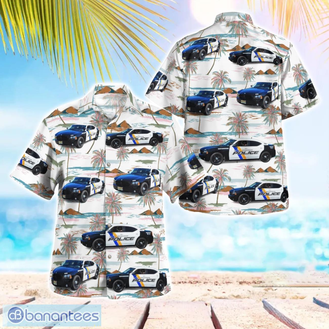 north brunswick police department dodge charger rmp 3d hawaiian shirt image North Brunswick Police Department Dodge Charger RMP 3D Hawaiian Shirt Product Photo 1