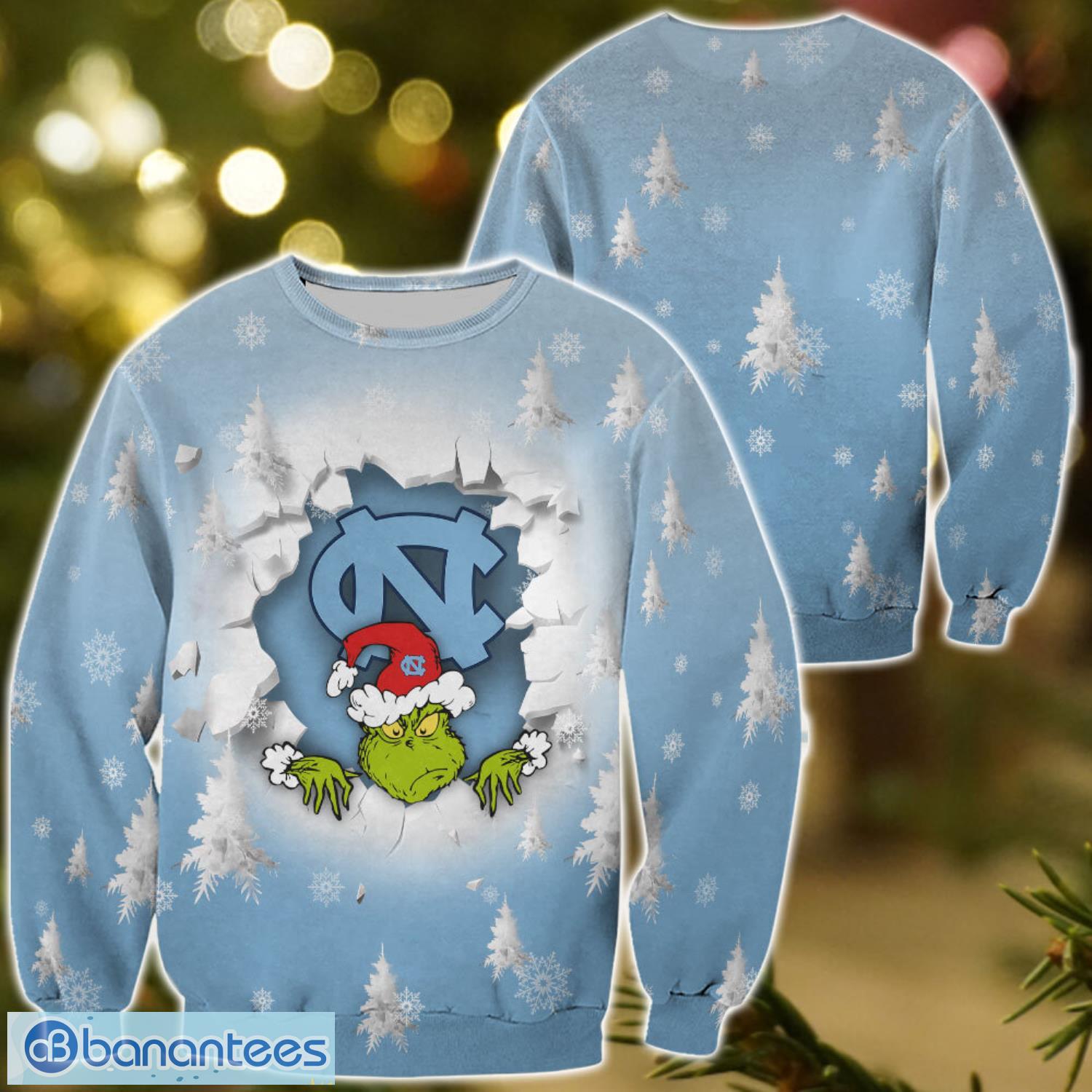 north carolina tar heels grinch 3d t shirt hoodie sweatshirt gift for christmas image North Carolina Tar Heels Grinch 3D T-Shirt Hoodie Sweatshirt Gift For Christmas Product Photo 1