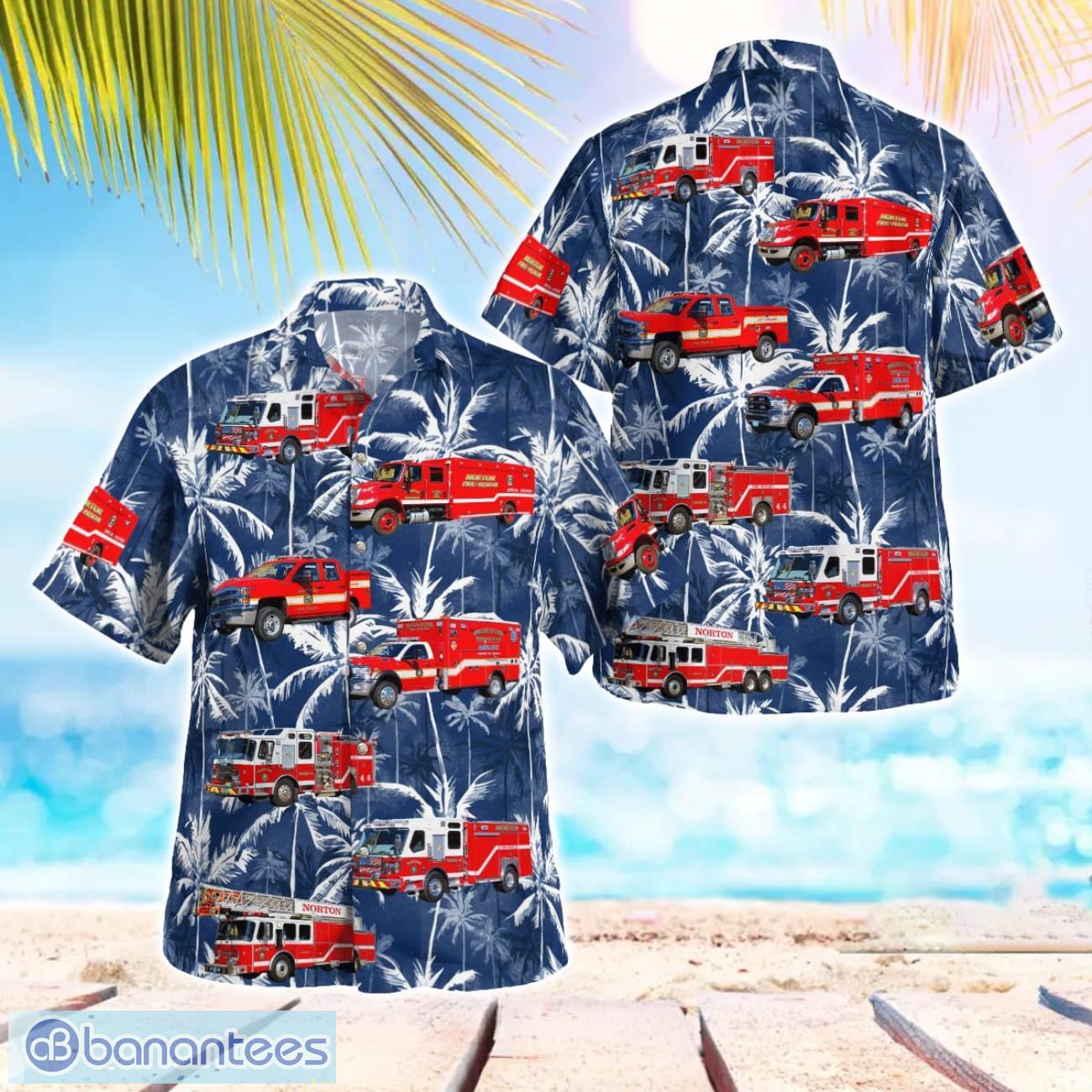 norton massachusetts norton fire department aloha hawaiian shirt image Norton, Massachusetts, Norton Fire Department Aloha Hawaiian Shirt Product Photo 1