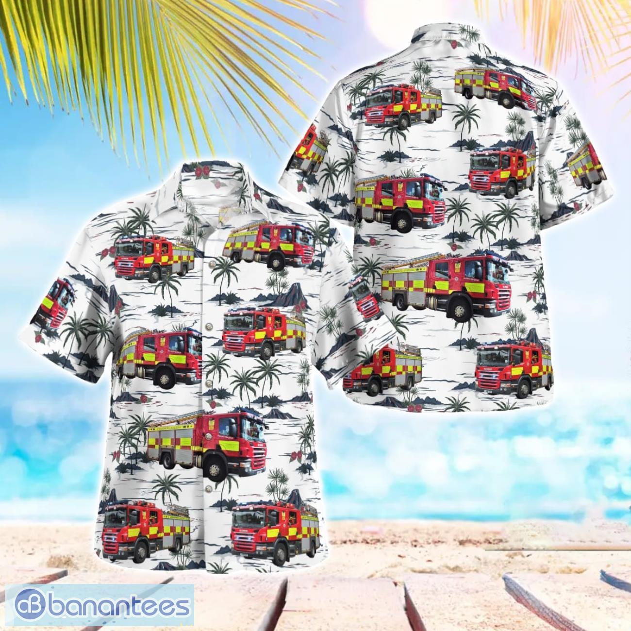 nottinghamshire fire and rescue service 3d hawaiian shirt image Nottinghamshire Fire and Rescue Service 3D Hawaiian Shirt Product Photo 1