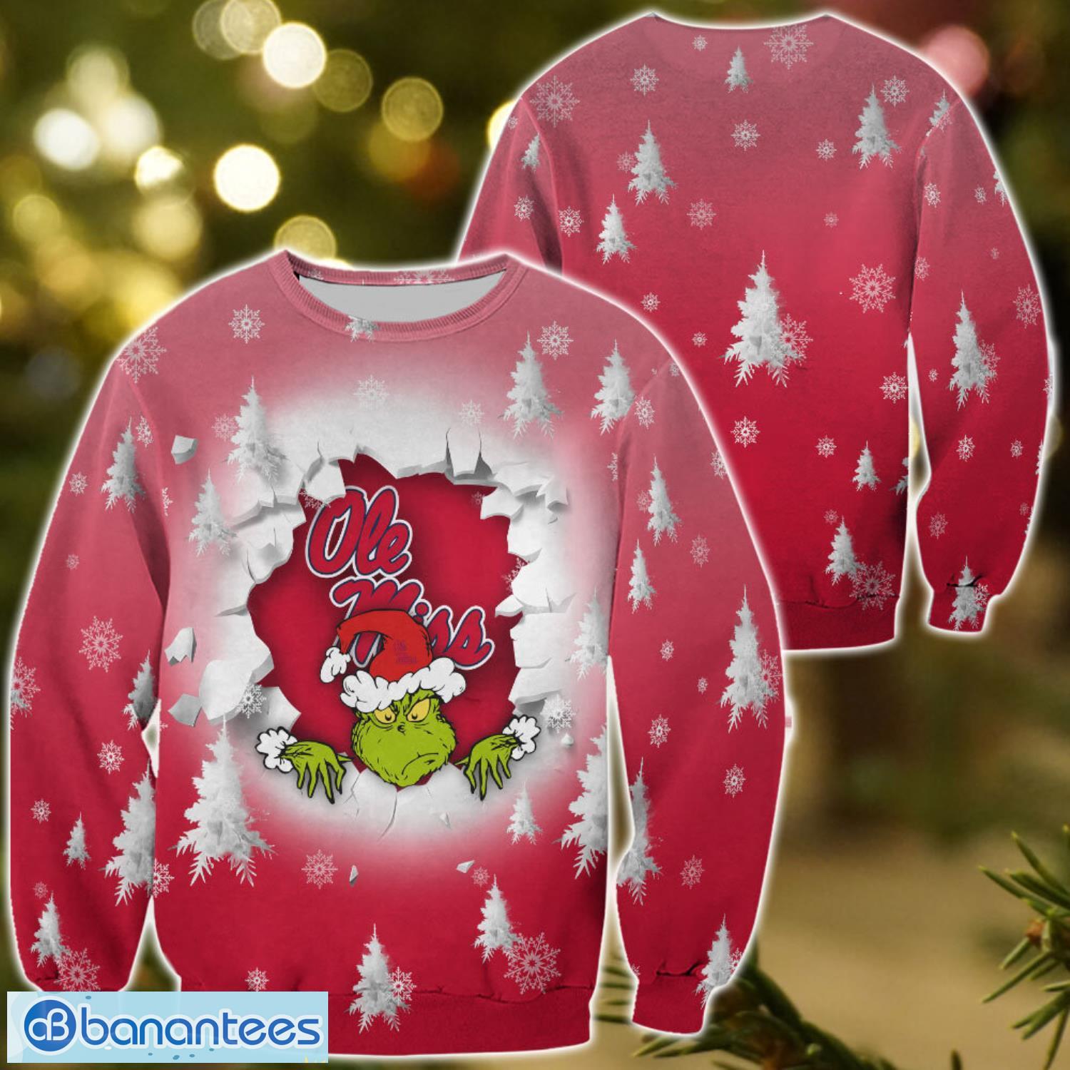 ole miss rebels grinch 3d t shirt hoodie sweatshirt gift for christmas image Ole Miss Rebels Grinch 3D T-Shirt Hoodie Sweatshirt Gift For Christmas Product Photo 1