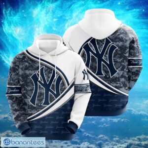 MLB New York Yankees Logo Design Blue White Hoodie Full Print Hoodie Product Photo 1
