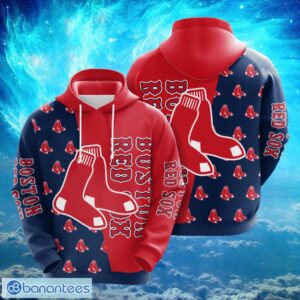 MLB Boston Red Sox Logo Design Red Blue Hoodie Full Print Hoodie Product Photo 1