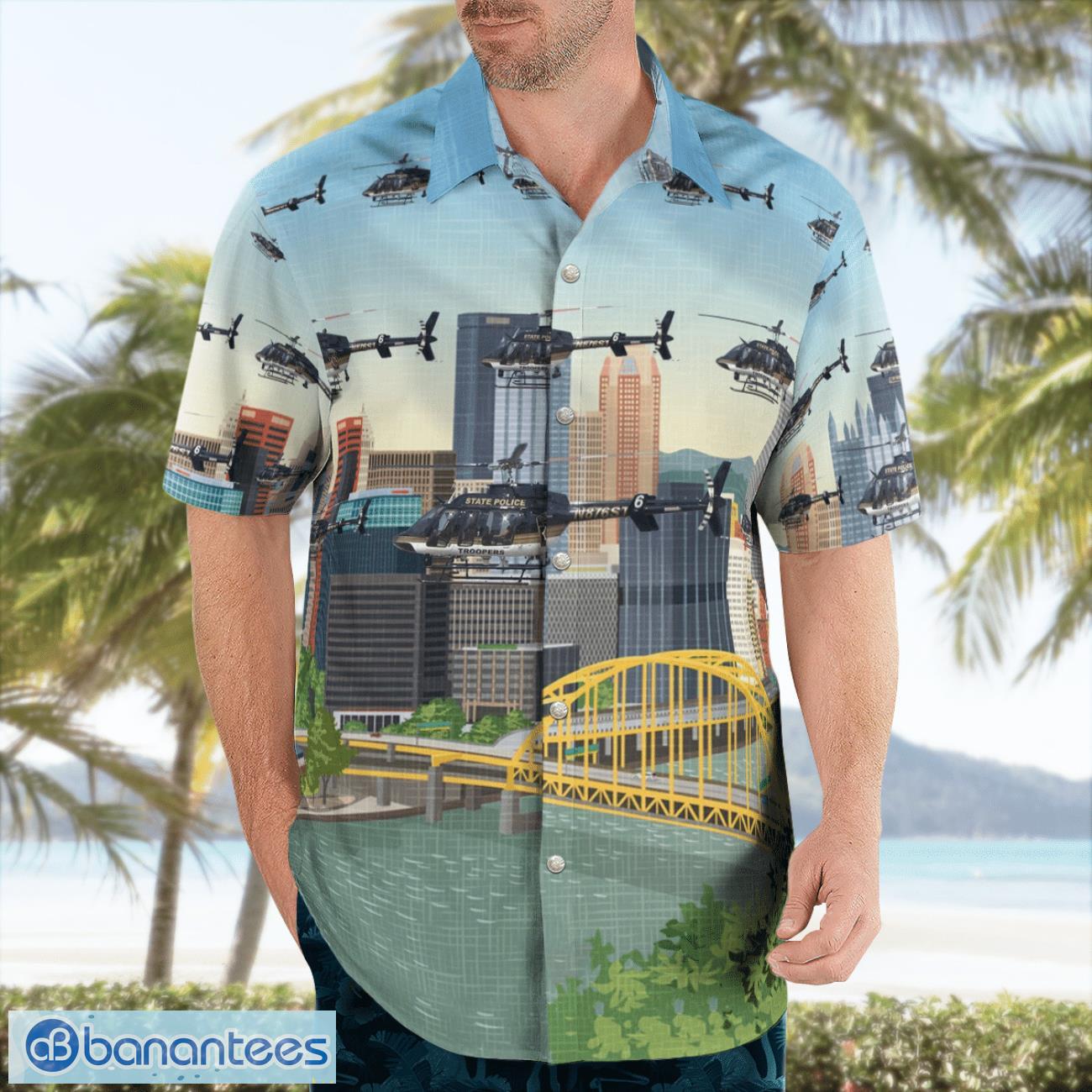 Pennsylvania State Police Bell 407GX Hawaiian Shirt Summer Beach Shirt Pennsylvania State Police Bell 407GX Hawaiian Shirt Summer Beach Shirt Product Photo 3