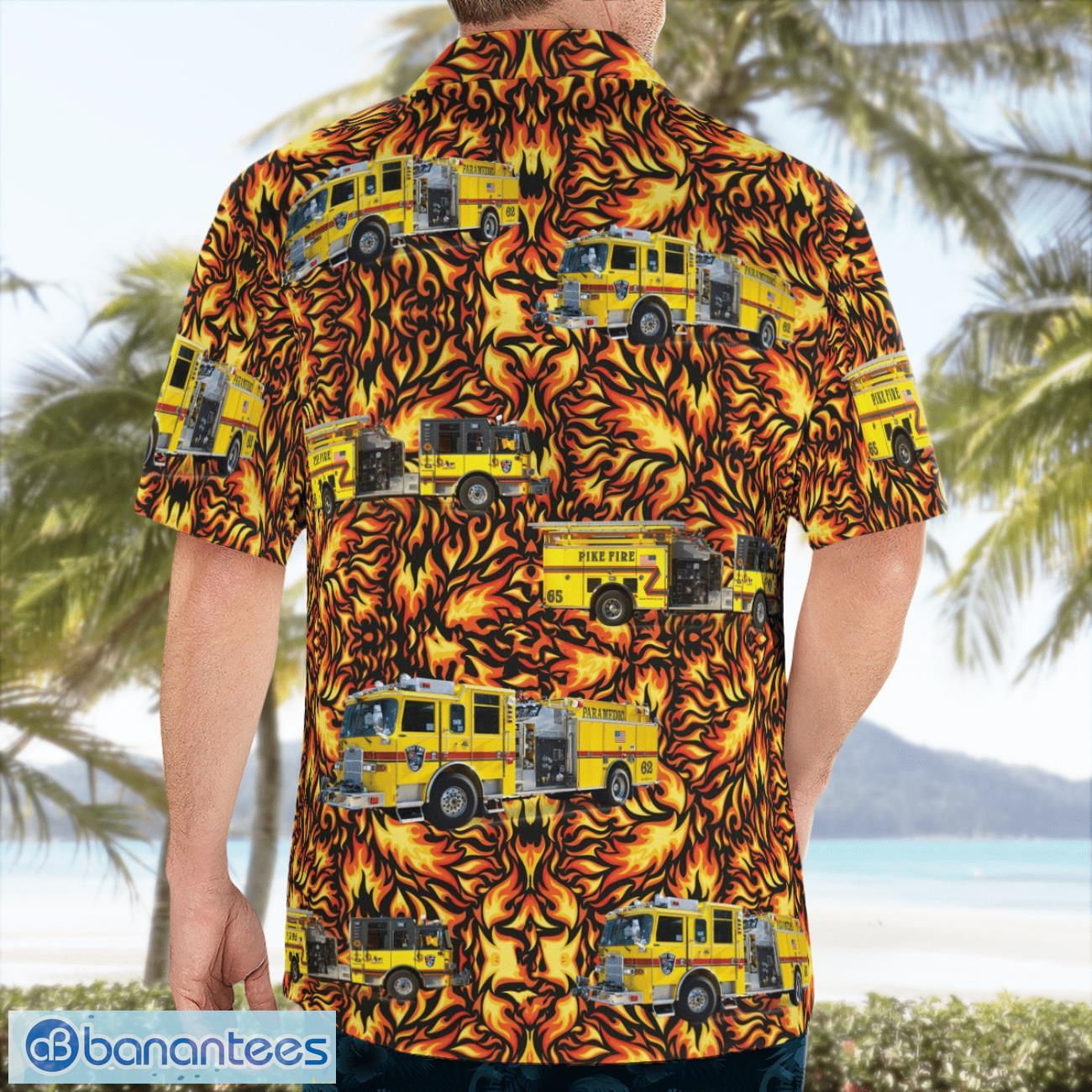 Pike Township Fire Department 3D Summer Aloha Hawaiian Shirt Pike Township Fire Department 3D Summer Aloha Hawaiian Shirt Product Photo 2