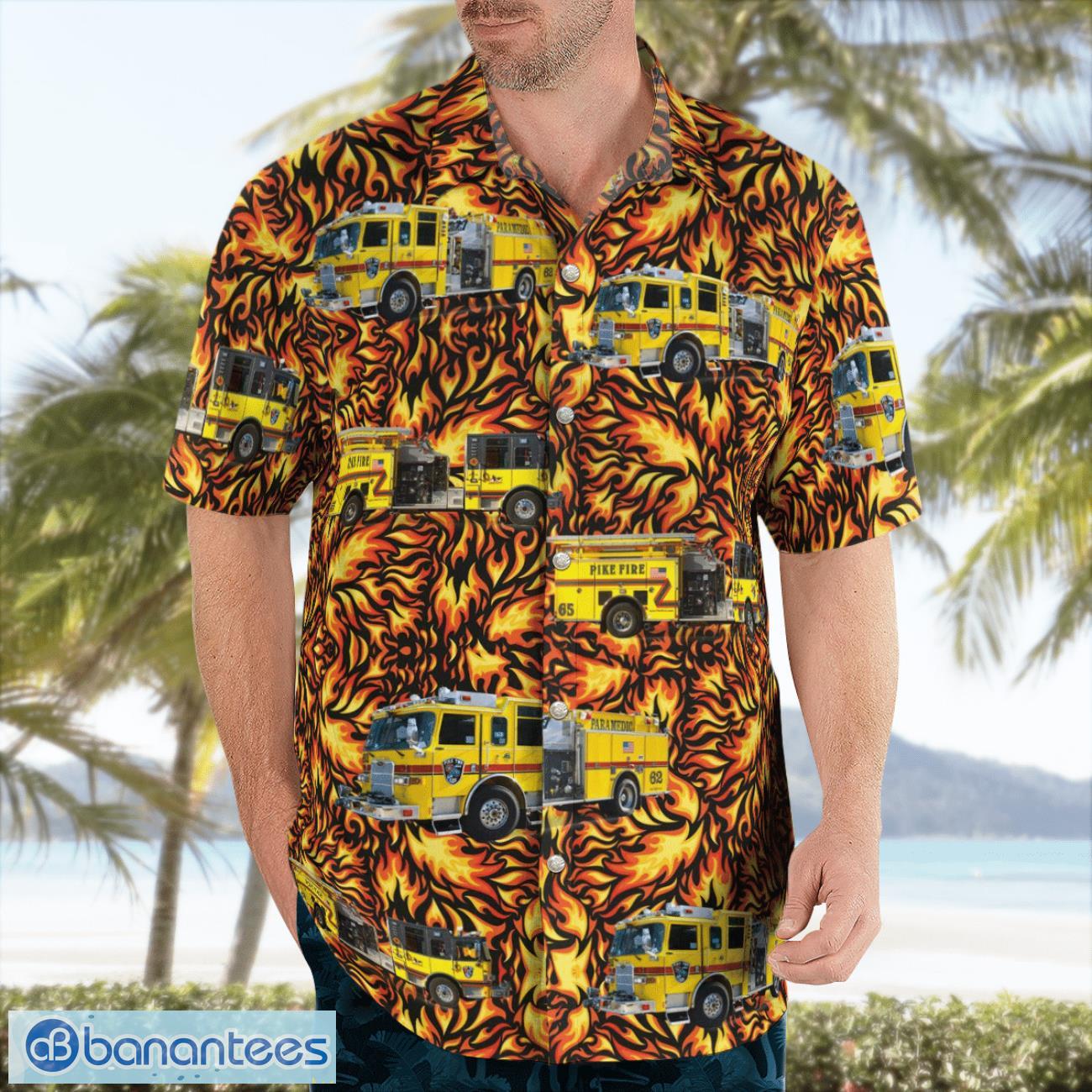 Pike Township Fire Department 3D Summer Aloha Hawaiian Shirt Pike Township Fire Department 3D Summer Aloha Hawaiian Shirt Product Photo 4