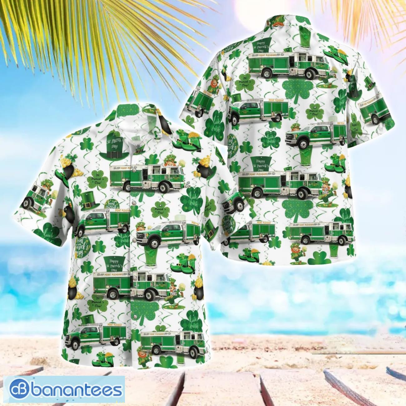 point pleasant fire dept saint patricks day 3d summer aloha hawaiian shirt image Point Pleasant Fire Dept. Saint Patrick's Day 3D Summer Aloha Hawaiian Shirt Product Photo