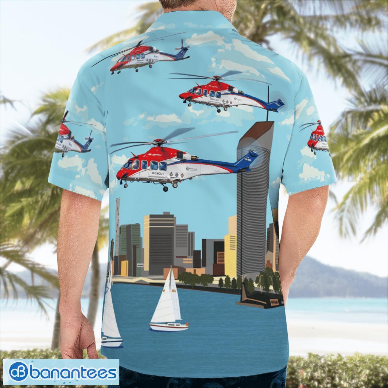 Queensland Air Ambulance AgustaWestland AW139 Helicopter Blue Hawaiian Shirt Queensland Air Ambulance AgustaWestland AW139 Helicopter Blue Hawaiian Shirt Product Photo 4