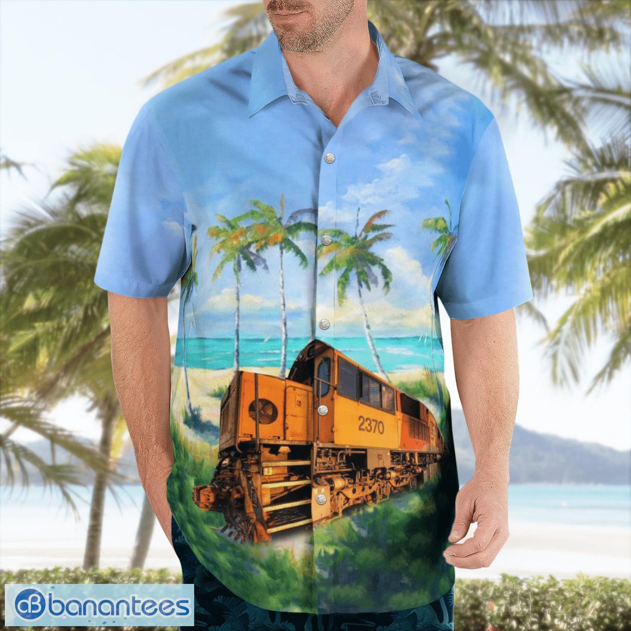 queensland rail qr coal train hawaiian shirt beach summer shirt 1 image Queensland Rail (QR) Coal Train Hawaiian Shirt Beach Summer Shirt Product Photo 2