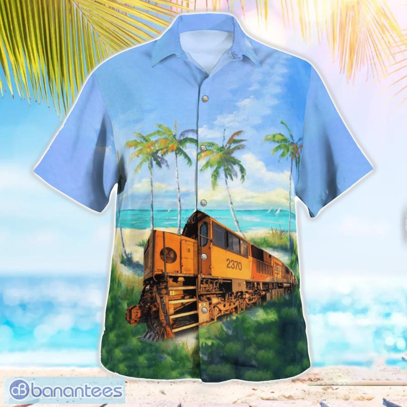 queensland rail qr coal train hawaiian shirt beach summer shirt image Queensland Rail (QR) Coal Train Hawaiian Shirt Beach Summer Shirt Product Photo 1