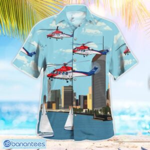 Queensland Air Ambulance AgustaWestland AW139 Helicopter Blue Hawaiian Shirt Product Photo 2