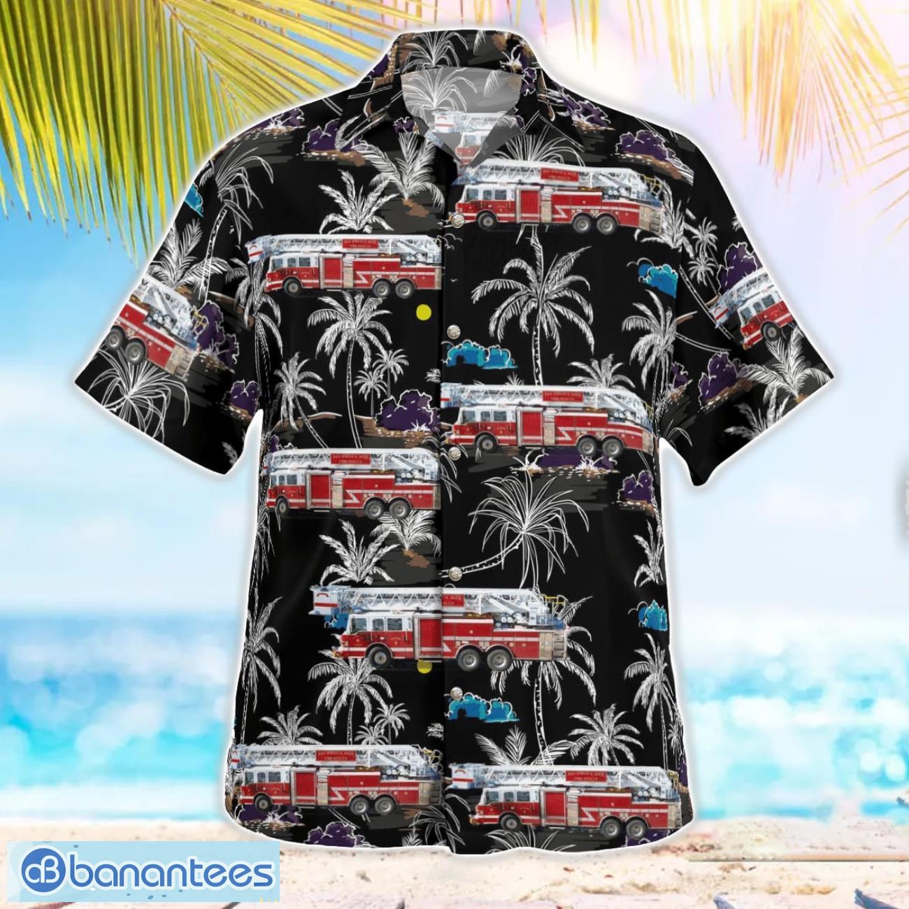 Red, White & Blue Fire Protection District 3D Summer Aloha Hawaiian Shirt Red, White & Blue Fire Protection District 3D Summer Aloha Hawaiian Shirt Product Photo 3