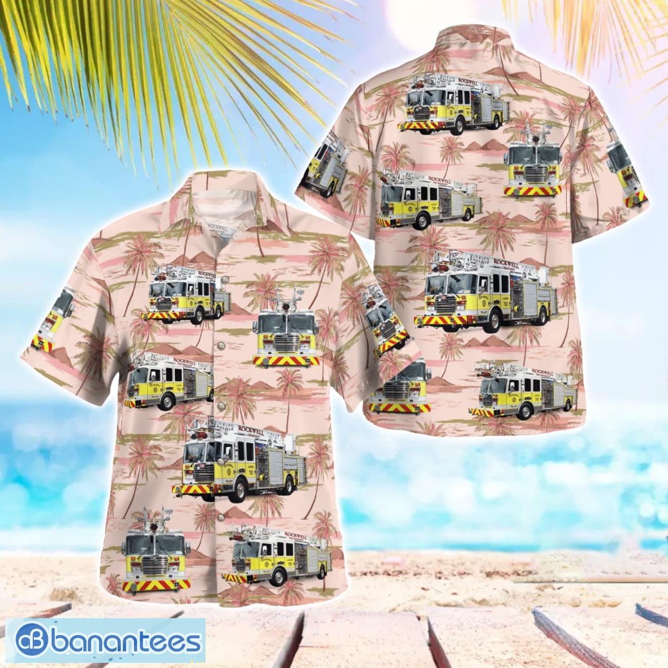 rockwell fire department 3d hawaiian shirt image Rockwell Fire Department 3D Hawaiian Shirt Product Photo 1
