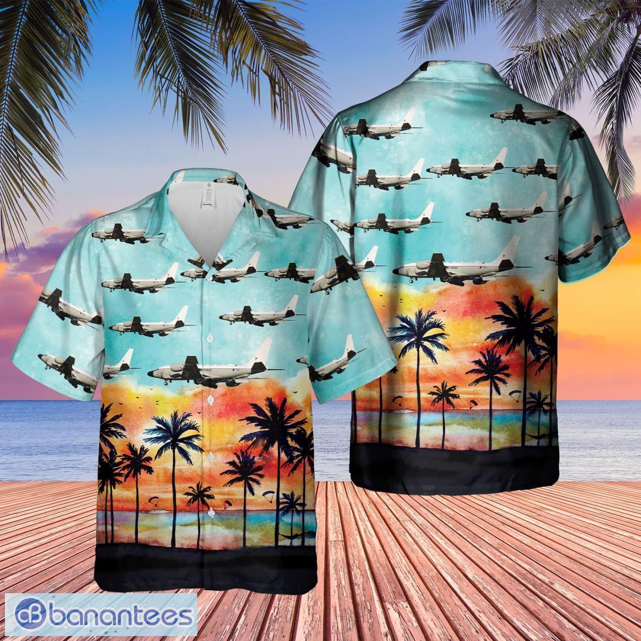 royal air force boeing rc 135w rivet joint hawaiian shirt beach summer shirt image Royal Air Force Boeing RC-135W Rivet Joint Hawaiian Shirt Beach Summer Shirt Product Photo 1