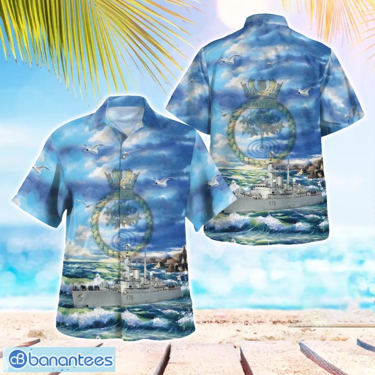royal navy hms charybdis f75 3d summer aloha hawaiian shirt image Royal Navy HMS Charybdis (F75) 3D Summer Aloha Hawaiian Shirt Product Photo 1