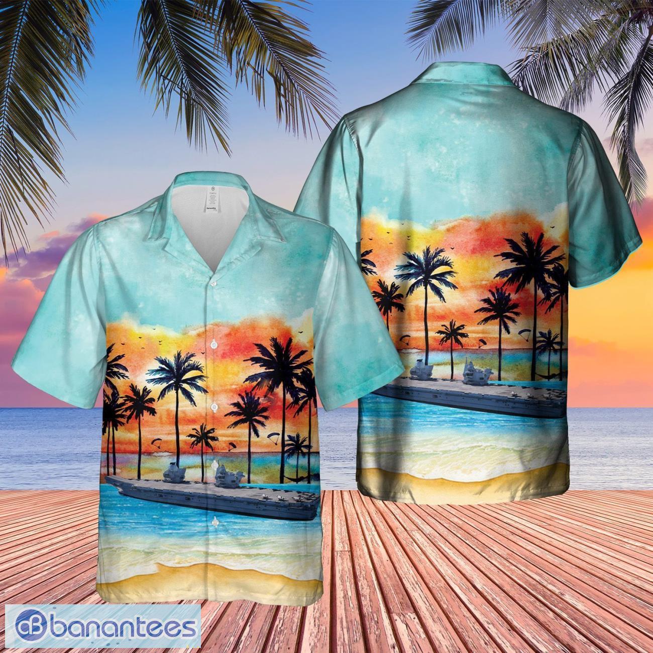 royal navy hms queen elizabeth hawaiian shirt beach summer shirt image Royal Navy HMS Queen Elizabeth Hawaiian Shirt Beach Summer Shirt Product Photo 1