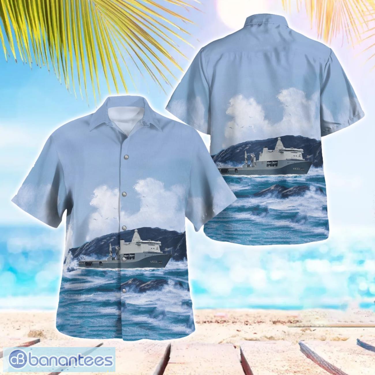 royal netherlands navy hnlms karel doorman a833 aloha hawaiian shirt image Royal Netherlands Navy HNLMS Karel Doorman (A833) Aloha Hawaiian Shirt Product Photo 1