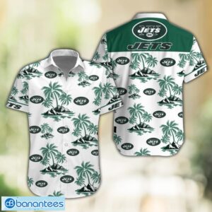 New York Jets NFL Tropical White Hawaiian Shirt Product Photo 1