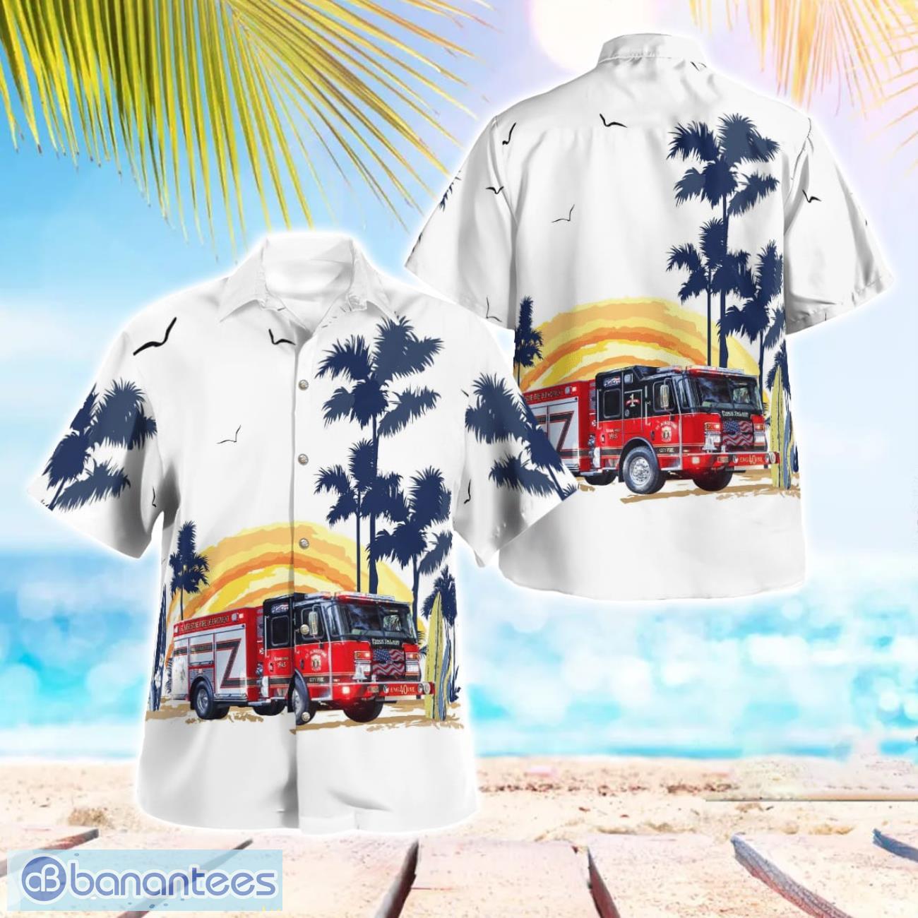 saint augustine florida st augustine fire department aloha hawaiian shirt image Saint Augustine, Florida, St. Augustine Fire Department Aloha Hawaiian Shirt Product Photo 1