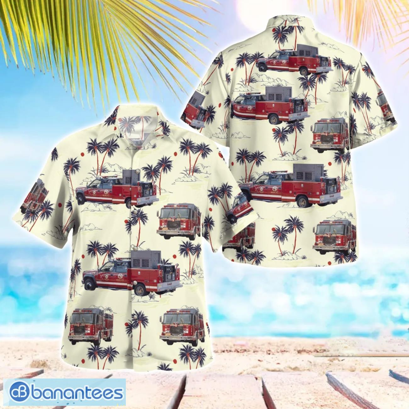 salem fire department 3d hawaiian shirt image Salem Fire Department 3D Hawaiian Shirt Product Photo 1