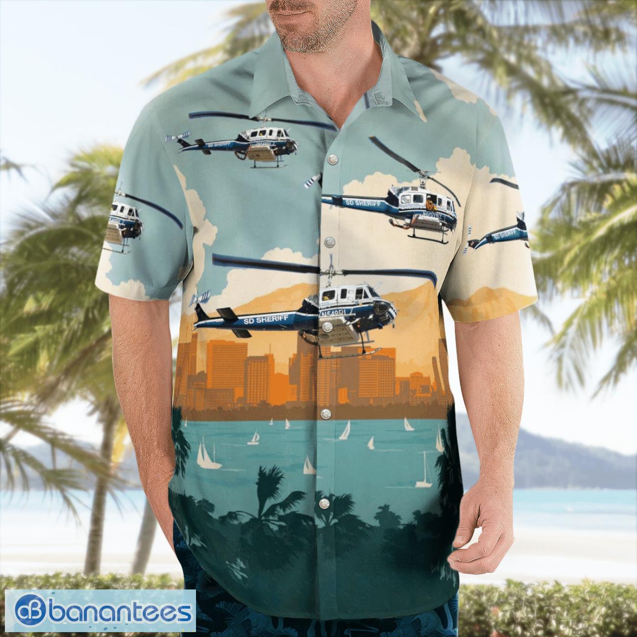 san diego county sheriff bell 205a 1 3d hawaiian shirt 2 image San Diego County Sheriff Bell 205A-1 3D Hawaiian Shirt Product Photo 3