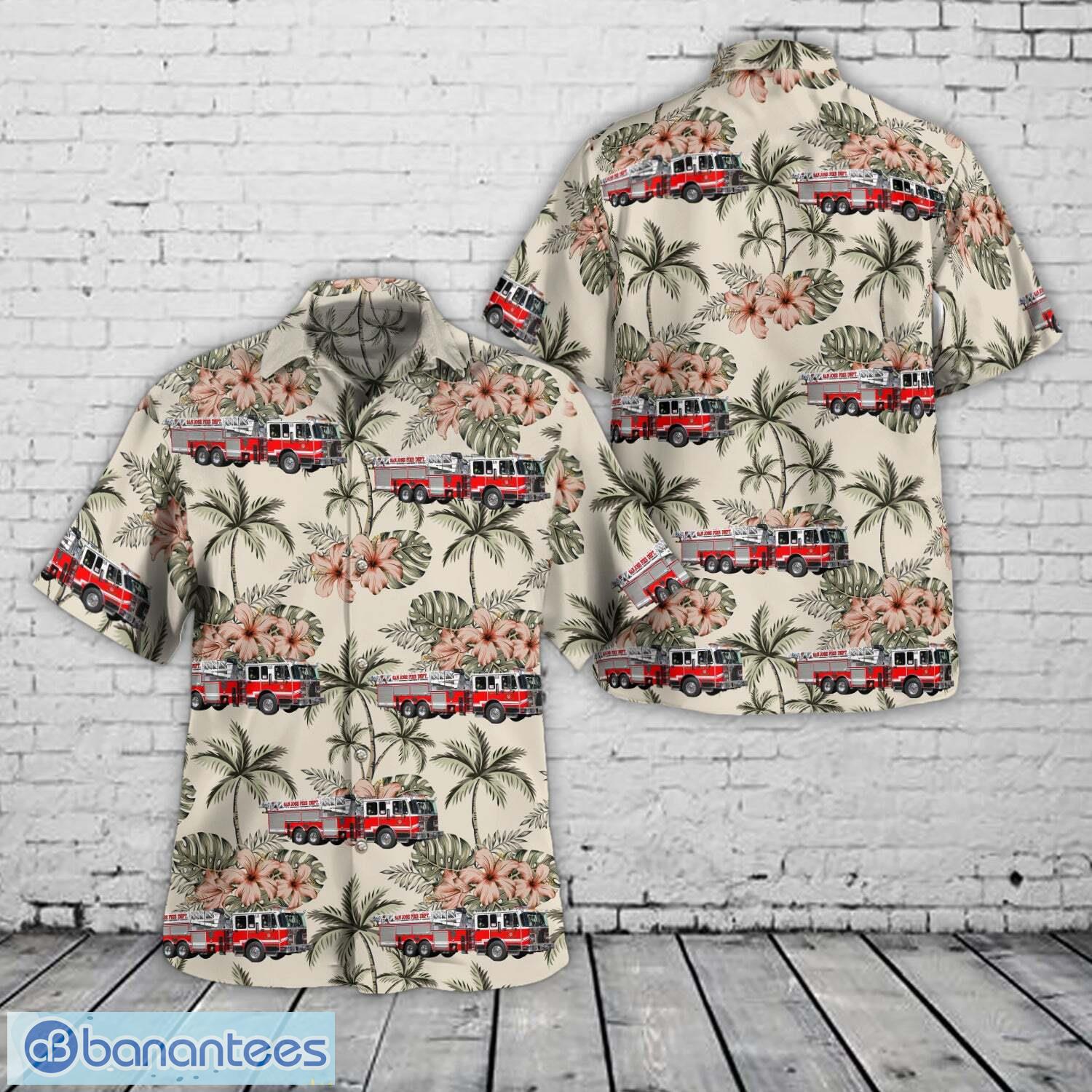 san jose california san jose fire department ladder truck 3 hawaiian shirt image San Jose California San Jose Fire Department Ladder Truck 3 Hawaiian Shirt - San Jose California San Jose Fire Department Ladder Truck 3 Hawaiian Shirt