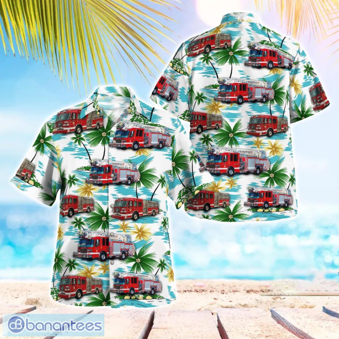 sandwich fire department beach hawaiian shirt summer gift image Sandwich Fire Department Beach Hawaiian Shirt Summer Gift Product Photo 1