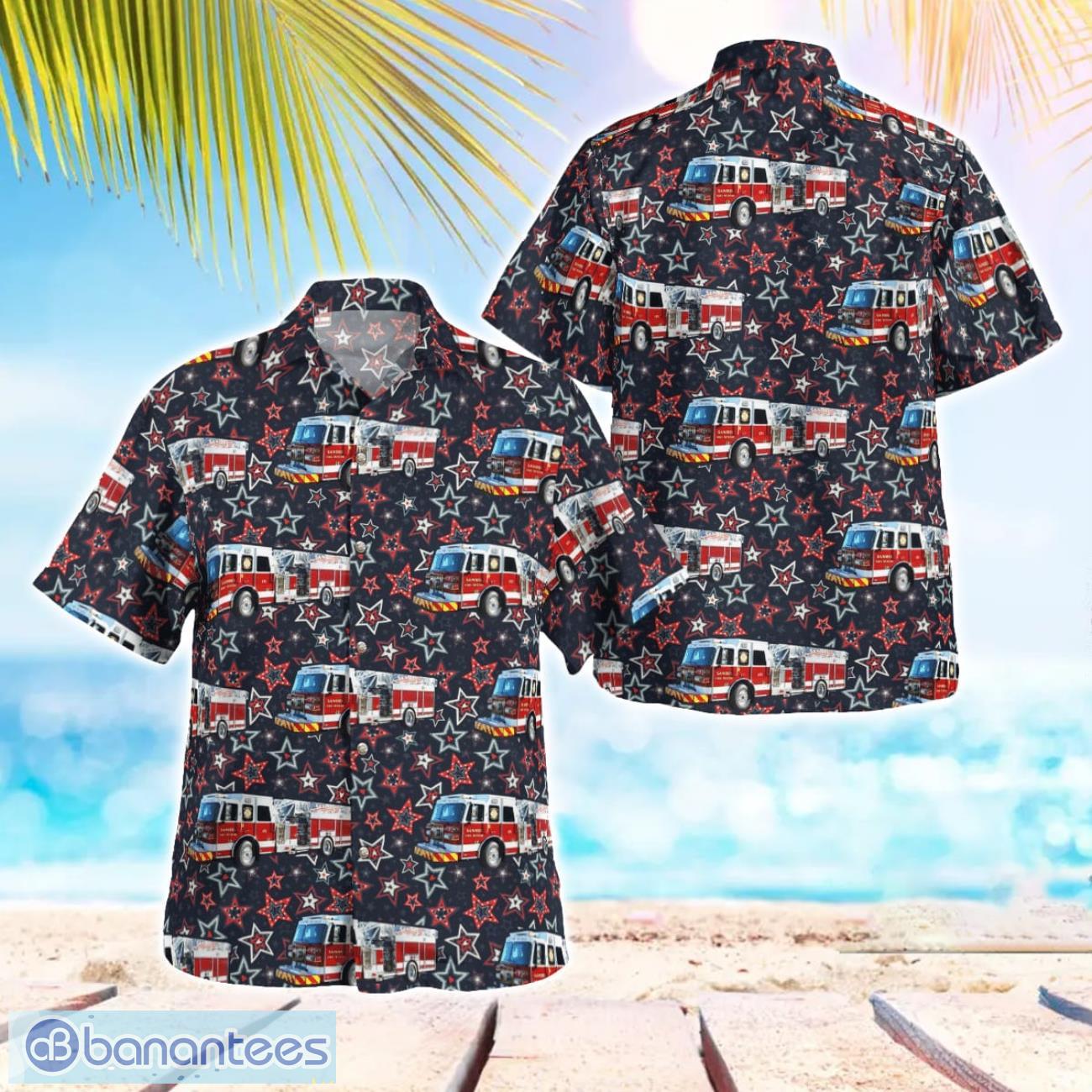 sanibel fire rescue district florida independence day hawaiian shirt beach summer shirt image Sanibel Fire Rescue District, Florida Independence Day Hawaiian Shirt Beach Summer Shirt Product Photo 1