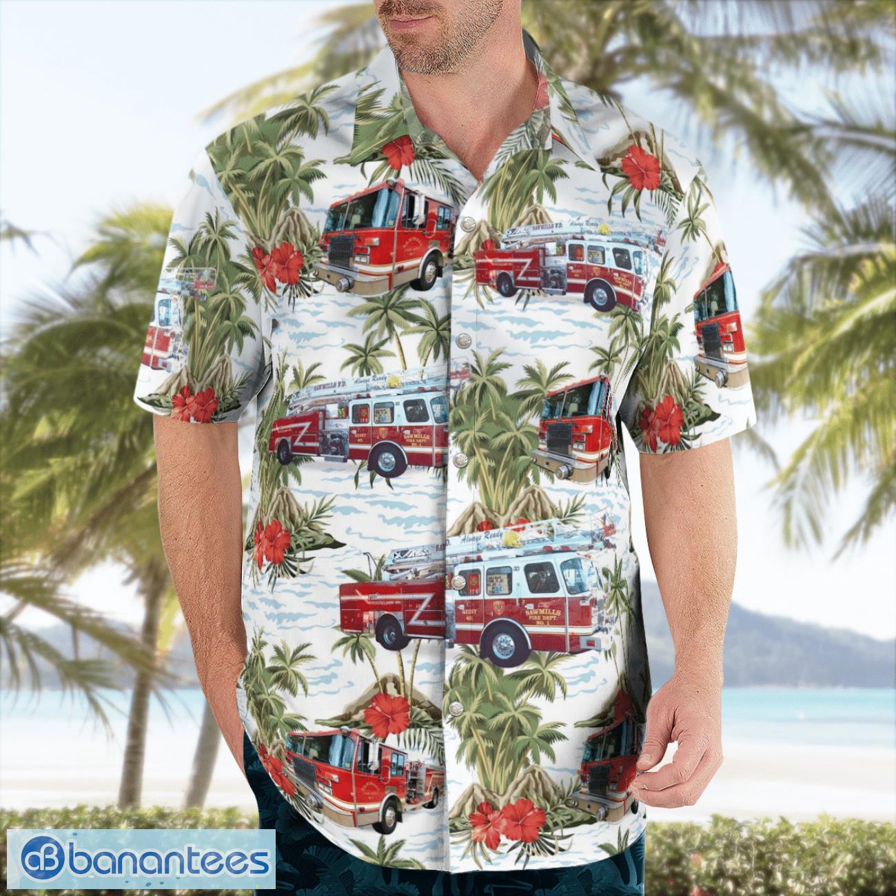 Sawmills Volunteer Fire and Rescue 3D Summer Aloha Hawaiian Shirt Sawmills Volunteer Fire and Rescue 3D Summer Aloha Hawaiian Shirt Product Photo 4