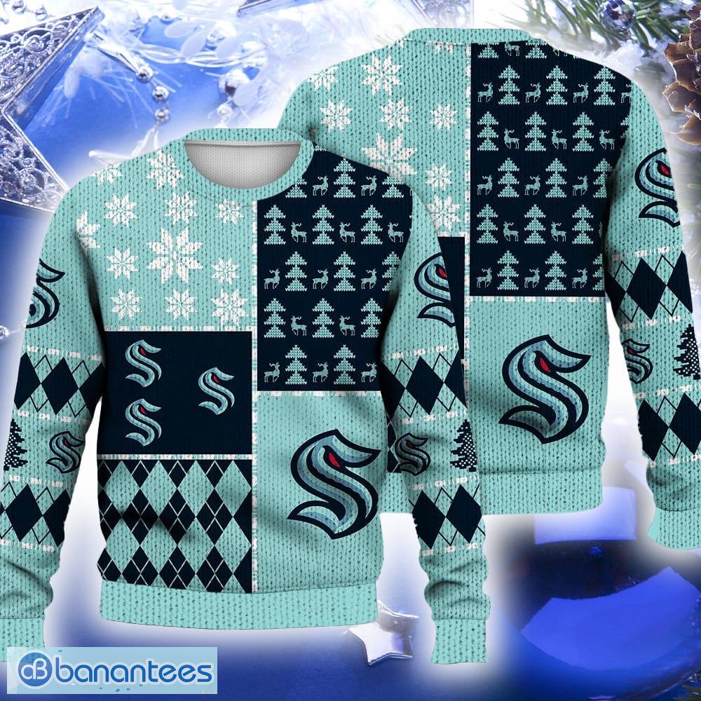seattle kraken knitted christmas sweater aop gift for men and women image Seattle Kraken Knitted Christmas Sweater AOP Gift For Men And Women - Seattle Kraken Ugly Christmas Sweater Ice Hockey NHL Fans Gift For Men And Women