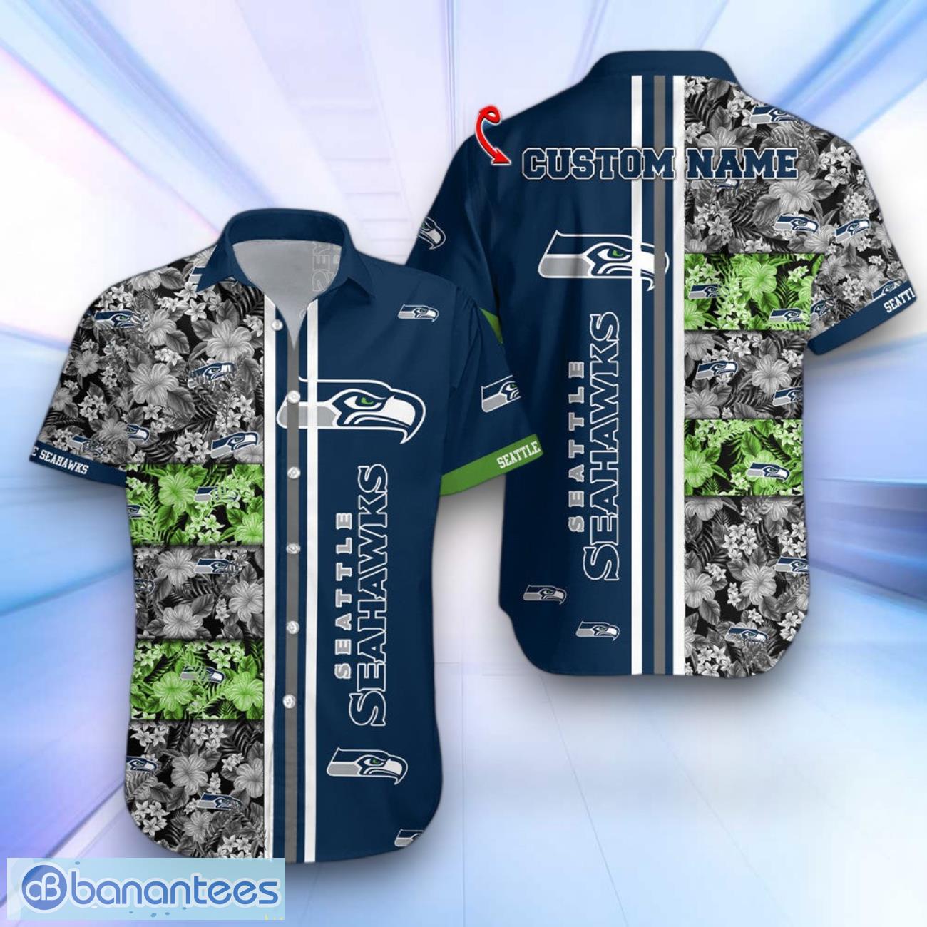seattle seahawks floral summer hawaiian shirt gift ideas for real fans custom name image Seattle Seahawks Floral Summer Hawaiian Shirt Gift Ideas For Real Fans Custom Name Product Photo 1