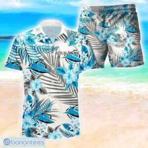Cronulla Sharks NRL Combo Hawaiian Shirt And Shorts Personalized Gift Tropical Flower For Fans Product Photo 1