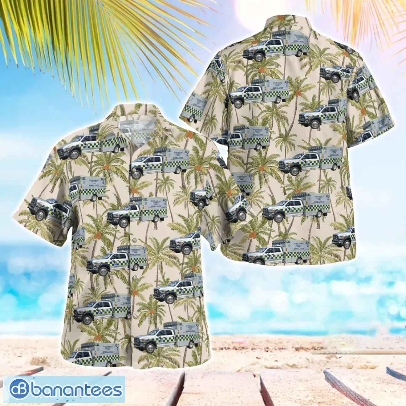 south carolina charleston county ems hawaiian shirt men women beach shirt image South Carolina, Charleston County EMS Hawaiian Shirt Men Women Beach Shirt Product Photo 1