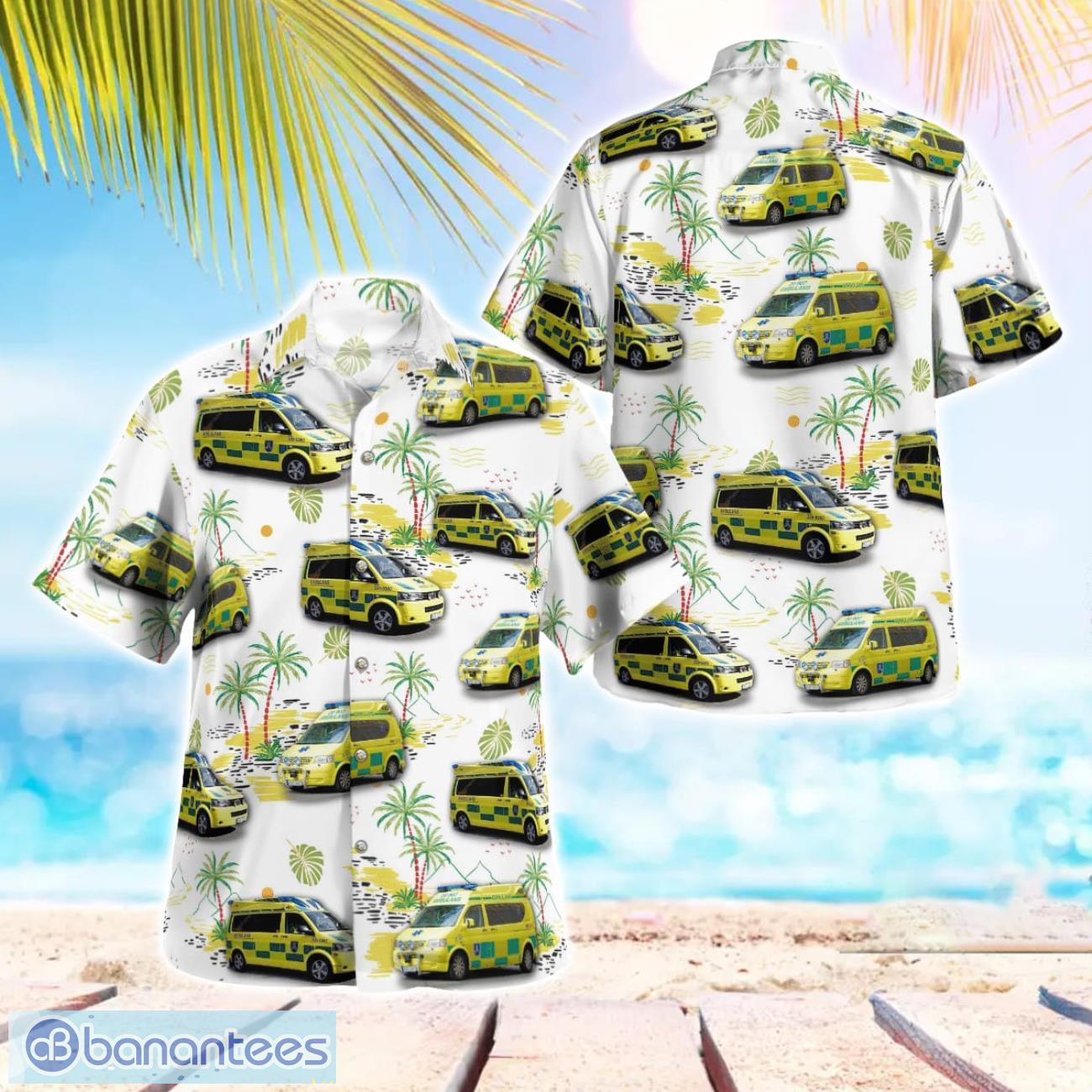 sweden stockholm ambulance aloha hawaiian shirt image Sweden Stockholm Ambulance Aloha Hawaiian Shirt Product Photo 1