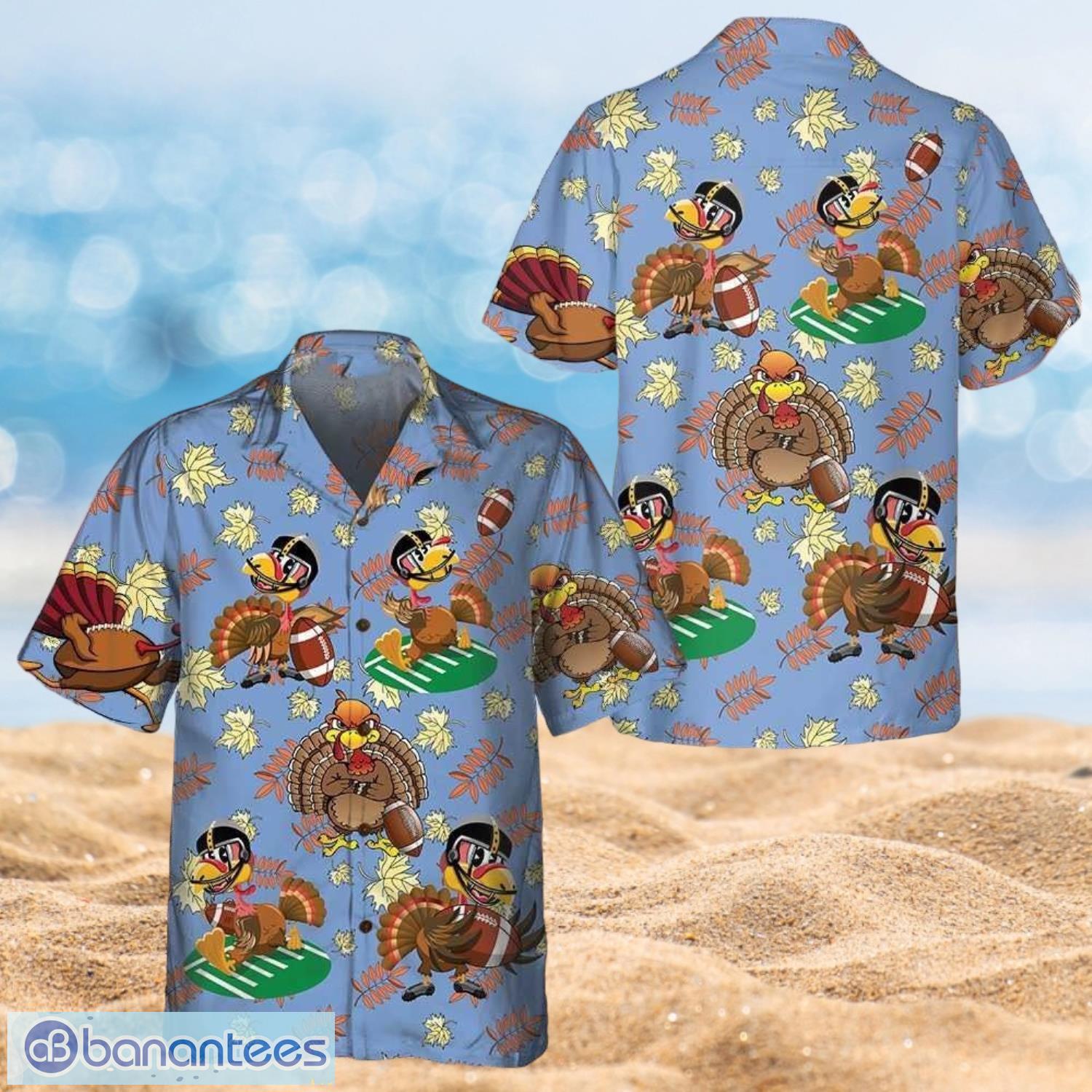 thanksgiving turkey playing football thanksgiving gifts full over print hawaiian shirt image Thanksgiving Turkey Playing Football Thanksgiving Gifts Full Over Print Hawaiian Shirt Product Photo 1