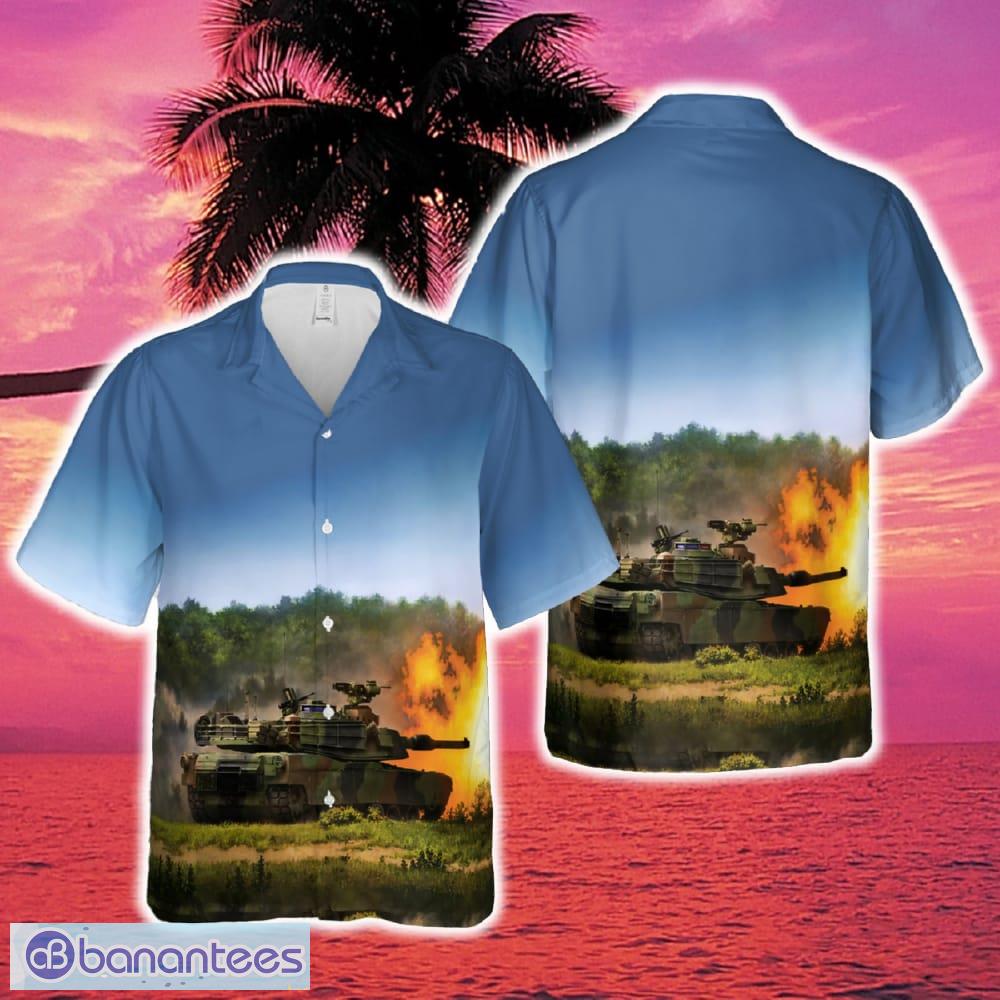 thunderbolt new woodland camo m1a2 abrams firing hawaiian shirt image THUNDERBOLT new woodland camo M1A2 Abrams firing Hawaiian Shirt - THUNDERBOLT new woodland camo M1A2 Abrams firing Hawaiian Shirt