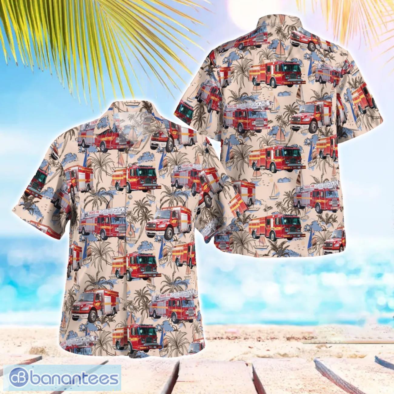 toronto fire services tfs ontario fleet hawaiian shirt beach summer shirt image Toronto Fire Services (TFS), Ontario Fleet Hawaiian Shirt Beach Summer Shirt Product Photo 1
