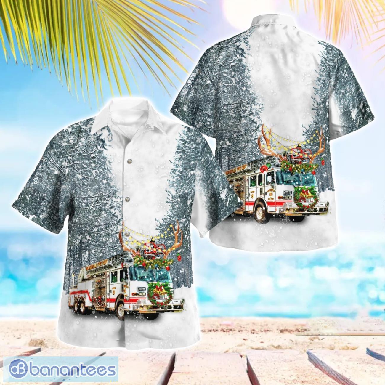 town of weaverville fire department christmas beach hawaiian shirt gift for summer holiday image Town of Weaverville Fire Department Christmas Beach Hawaiian Shirt Gift For Summer Holiday Product Photo 1