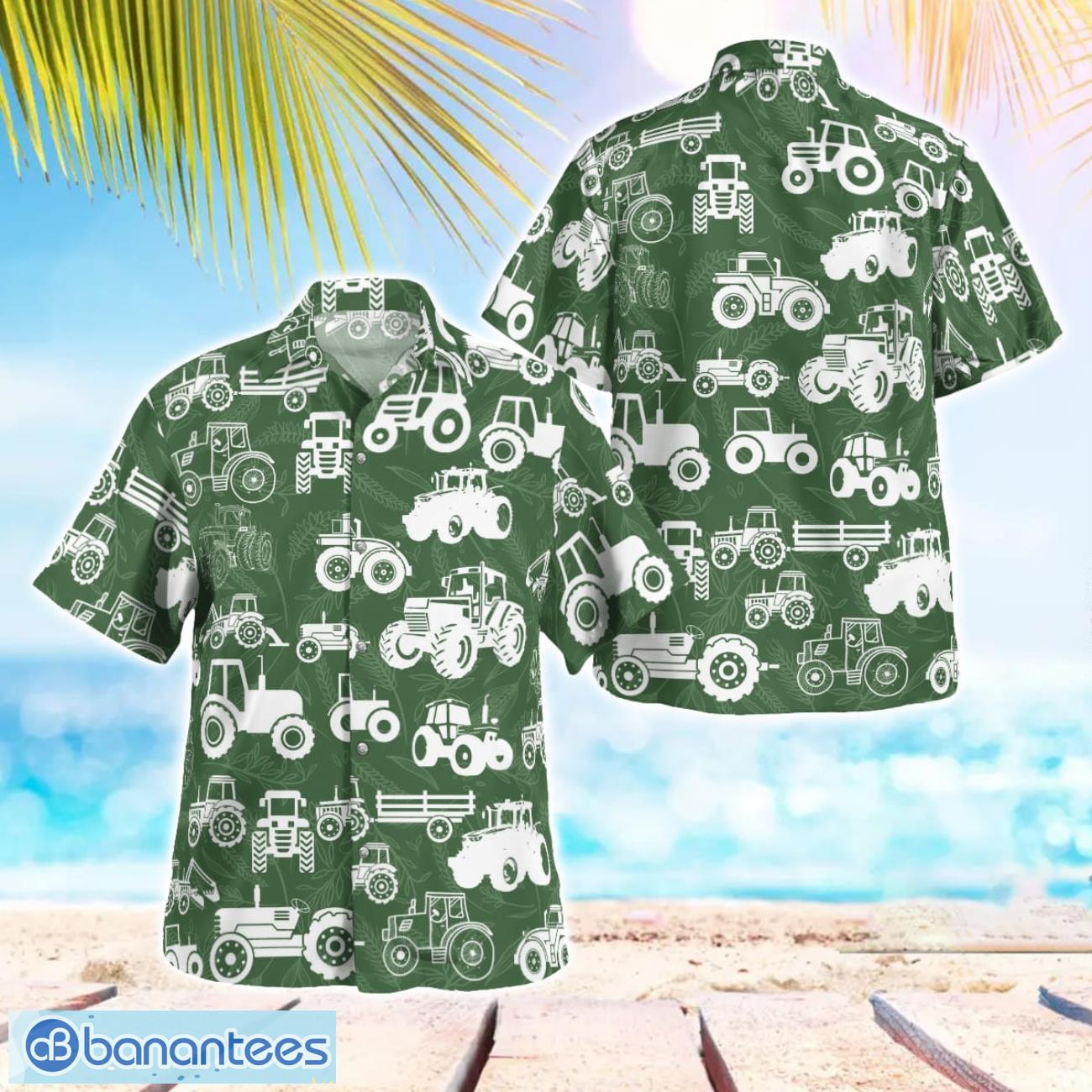 tractor pattern beach hawaiian shirt summer gift image Tractor Pattern Beach Hawaiian Shirt Summer Gift Product Photo 1